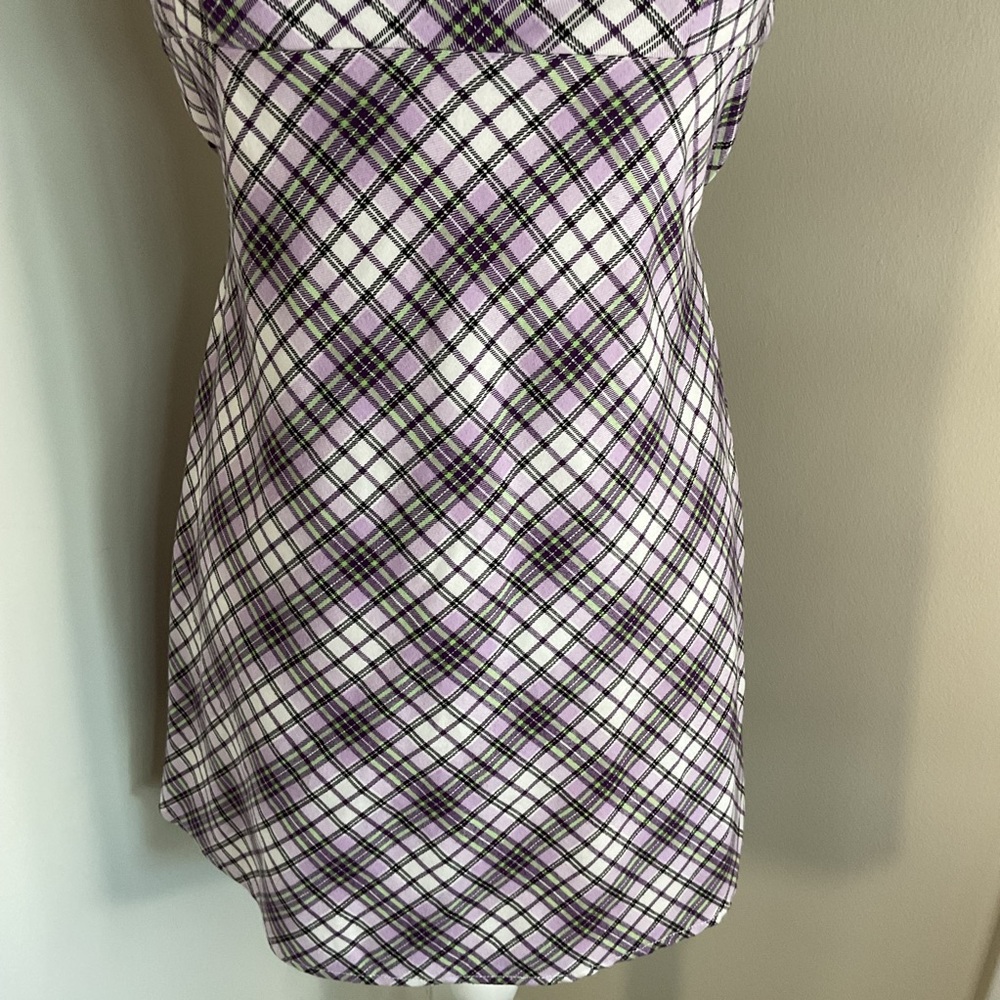Brandy Melville John Galt Purple Plaid Colleen Mini Dress Small Vivian Preppy - Picture 3 of 5